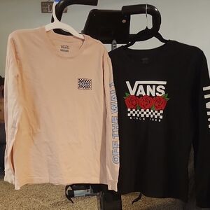 Vans Kids Long Sleeve Tees - Cream and Black